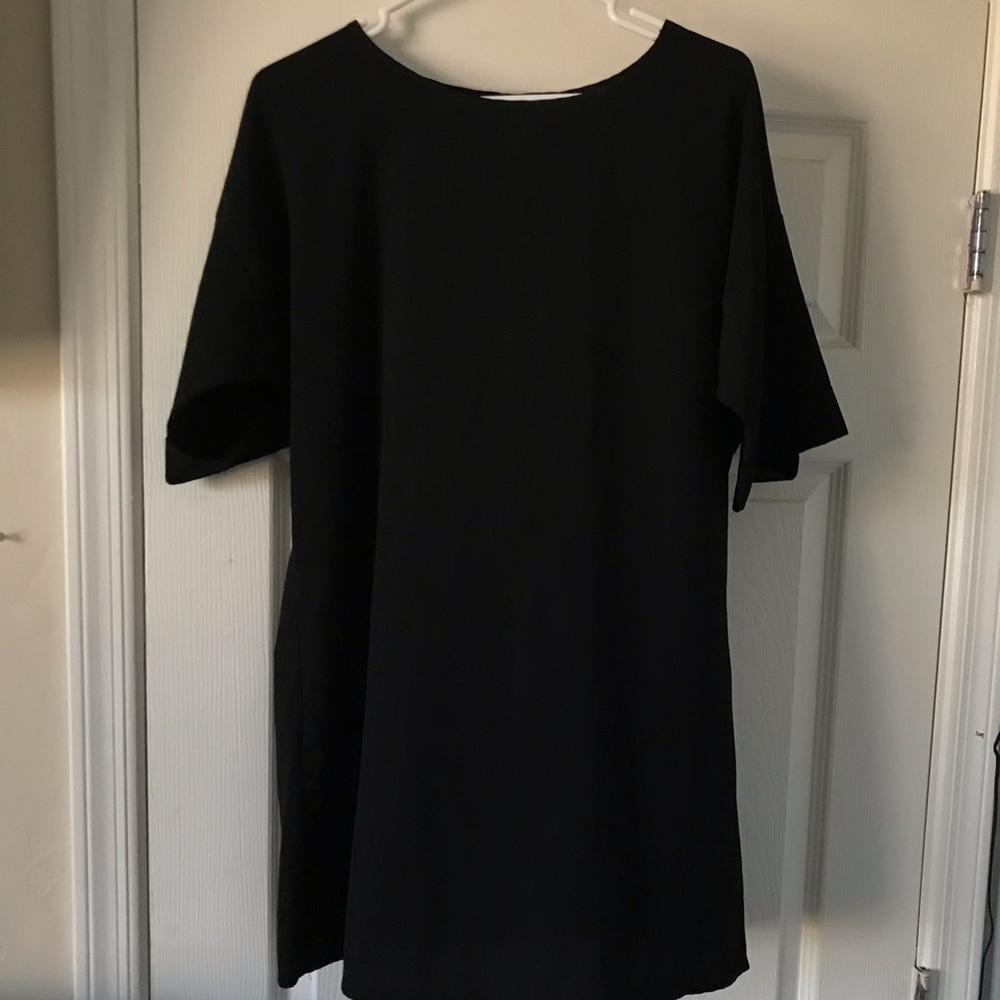 A black t-shirt dress
